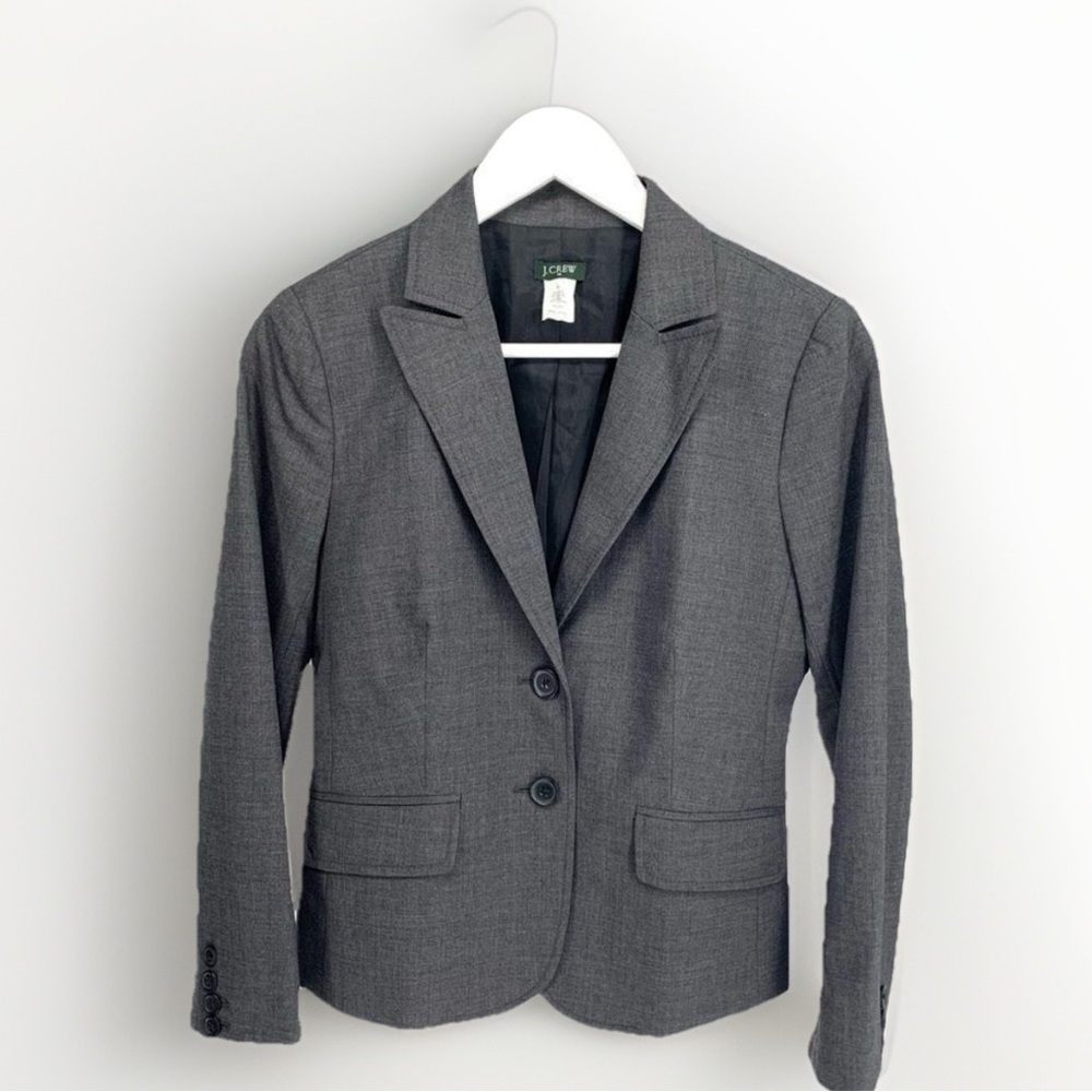 J CREW wool blazer womens schoolboy style sz 4 or s gray